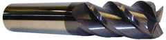 Accupro - 7/8", 1-3/4" LOC, 7/8" Shank Diam, 4" OAL, 4 Flute, Solid Carbide Square End Mill - Single End, AlTiN Finish, Spiral Flute, 40° Helix, Centercutting, Right Hand Cut, Right Hand Flute - Eagle Tool & Supply