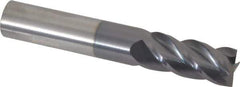 Accupro - 9/16", 1-1/4" LOC, 9/16" Shank Diam, 3-1/2" OAL, 4 Flute, Solid Carbide Square End Mill - Single End, AlTiN Finish, Spiral Flute, 40° Helix, Centercutting, Right Hand Cut, Right Hand Flute - Eagle Tool & Supply