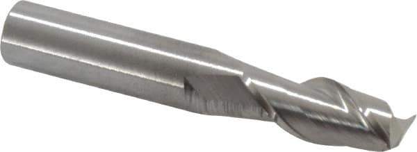 Accupro - 7/16", 1" LOC, 7/16" Shank Diam, 2-3/4" OAL, 2 Flute, Solid Carbide Square End Mill - Single End, Uncoated, Spiral Flute, 40° Helix, Centercutting, Right Hand Cut, Right Hand Flute - Eagle Tool & Supply