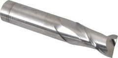 Accupro - 5/8", 1-1/4" LOC, 5/8" Shank Diam, 3-1/2" OAL, 2 Flute, Solid Carbide Square End Mill - Single End, Uncoated, Spiral Flute, 40° Helix, Centercutting, Right Hand Cut, Right Hand Flute - Eagle Tool & Supply