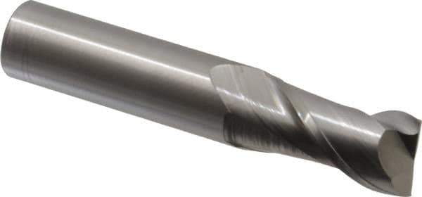 Accupro - 3/4", 1-1/2" LOC, 3/4" Shank Diam, 4" OAL, 2 Flute, Solid Carbide Square End Mill - Single End, Uncoated, Spiral Flute, 40° Helix, Centercutting, Right Hand Cut, Right Hand Flute - Eagle Tool & Supply