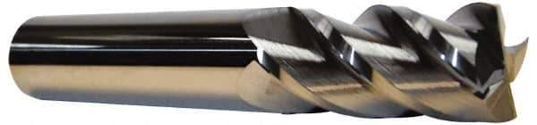 Accupro - 9/16", 1-1/4" LOC, 9/16" Shank Diam, 3-1/2" OAL, 4 Flute, Solid Carbide Square End Mill - Single End, Uncoated, Spiral Flute, 40° Helix, Centercutting, Right Hand Cut, Right Hand Flute - Eagle Tool & Supply