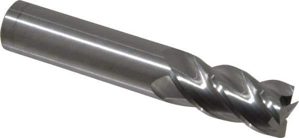 Accupro - 5/8", 1-1/4" LOC, 5/8" Shank Diam, 3-1/2" OAL, 4 Flute, Solid Carbide Square End Mill - Single End, Uncoated, Spiral Flute, 40° Helix, Centercutting, Right Hand Cut, Right Hand Flute - Eagle Tool & Supply