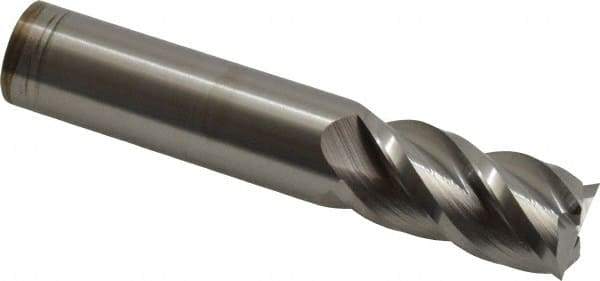 Accupro - 3/4", 1-1/2" LOC, 3/4" Shank Diam, 4" OAL, 4 Flute, Solid Carbide Square End Mill - Single End, Uncoated, Spiral Flute, 40° Helix, Centercutting, Right Hand Cut, Right Hand Flute - Eagle Tool & Supply