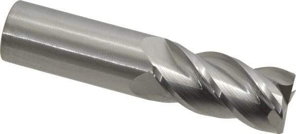 Accupro - 7/8", 1-3/4" LOC, 7/8" Shank Diam, 4" OAL, 4 Flute, Solid Carbide Square End Mill - Single End, Uncoated, Spiral Flute, 40° Helix, Centercutting, Right Hand Cut, Right Hand Flute - Eagle Tool & Supply