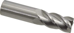 Accupro - 7/8", 1-3/4" LOC, 7/8" Shank Diam, 4" OAL, 4 Flute, Solid Carbide Square End Mill - Single End, Uncoated, Spiral Flute, 40° Helix, Centercutting, Right Hand Cut, Right Hand Flute - Eagle Tool & Supply