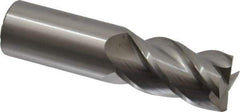 Accupro - 1", 1-3/4" LOC, 1" Shank Diam, 4" OAL, 4 Flute, Solid Carbide Square End Mill - Single End, Uncoated, Spiral Flute, 40° Helix, Centercutting, Right Hand Cut, Right Hand Flute - Eagle Tool & Supply