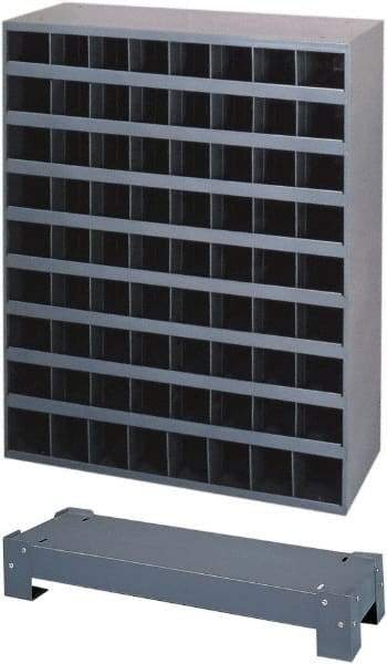 Durham - 72 Bin Bin Shelving Unit with Openings and Base - 12 Inch Overall Depth x 42 Inch Overall Height, Gray Steel Bins - Eagle Tool & Supply