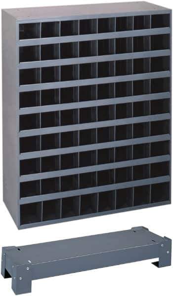Durham - 40 Bin Bin Shelving Unit with Openings and Base - 12 Inch Overall Depth x 24 Inch Overall Height, Gray Steel Bins - Eagle Tool & Supply