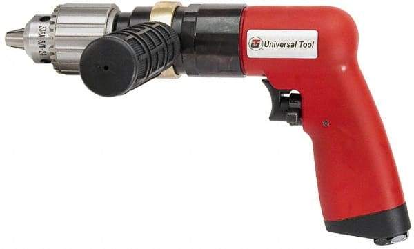 Universal Tool - 1/2" Reversible Keyed Chuck - Pistol Grip Handle, 400 RPM, 4.6 CFM, 0.8 hp, 90 psi - Eagle Tool & Supply