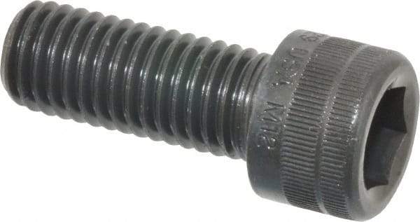 Holo-Krome - M12x1.75 Metric Coarse Hex Socket Drive, Socket Cap Screw - Grade 12.9 Alloy Steel, Black Oxide Finish, Fully Threaded, 30mm Length Under Head - Eagle Tool & Supply