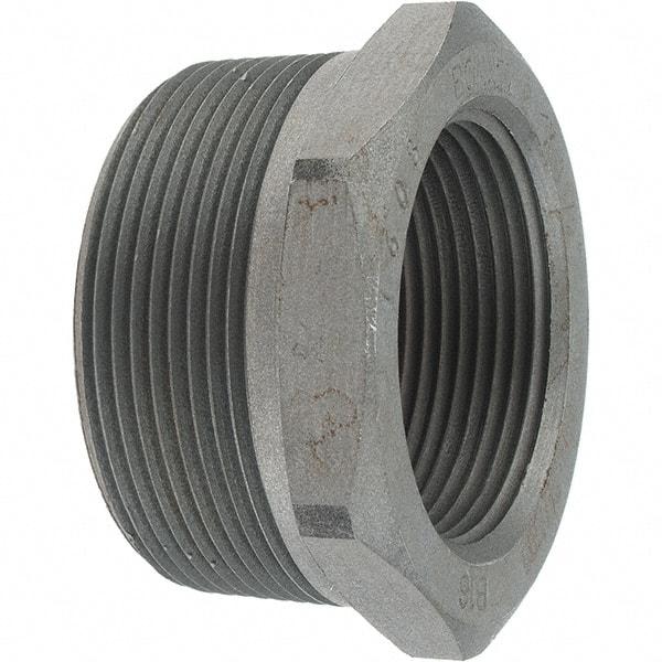 Made in USA - Size 2 x 1-1/2", Class 3,000, Forged Carbon Steel Black Pipe Hex Bushing - 3,000 psi, Threaded End Connection - Eagle Tool & Supply