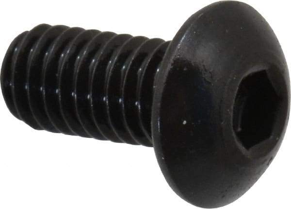 Holo-Krome - M4x0.70 Metric Coarse Hex Socket Drive, Button Screw - Grade 12.9 Alloy Steel, Black Oxide Finish, Fully Threaded, 8mm Length Under Head - Eagle Tool & Supply