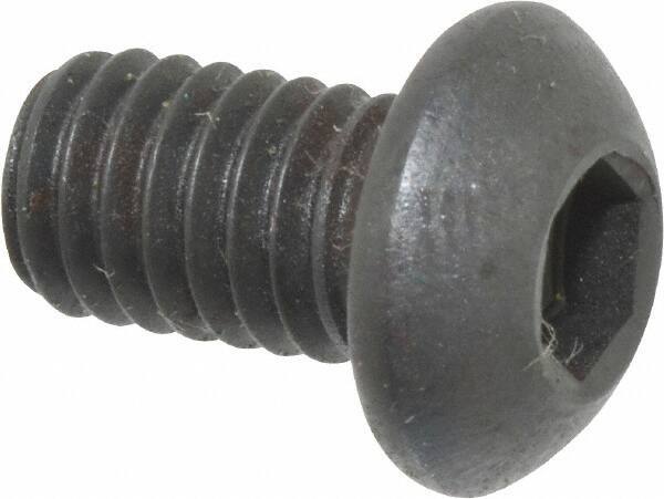 Holo-Krome - M6x1.00 Metric Coarse Hex Socket Drive, Button Screw - Grade 12.9 Alloy Steel, Black Oxide Finish, Fully Threaded, 10mm Length Under Head - Eagle Tool & Supply