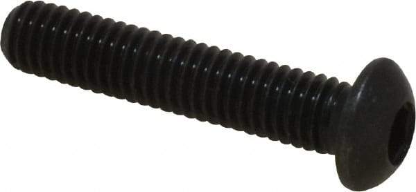 Holo-Krome - M6x1.00 Metric Coarse Hex Socket Drive, Button Screw - Grade 12.9 Alloy Steel, Black Oxide Finish, Fully Threaded, 30mm Length Under Head - Eagle Tool & Supply
