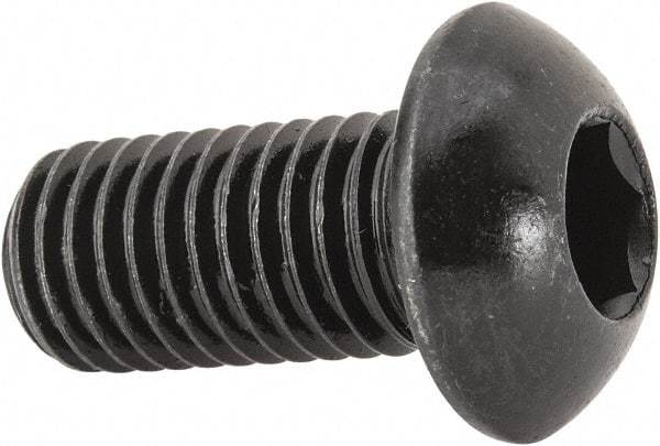 Holo-Krome - M12x1.75 Metric Coarse Hex Socket Drive, Button Screw - Grade 12.9 Alloy Steel, Black Oxide Finish, Fully Threaded, 25mm Length Under Head - Eagle Tool & Supply