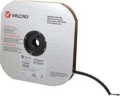 VELCRO Brand - 1" Wide x 10 Yd Long Adhesive Backed Hook Roll - Continuous Roll, Black - Eagle Tool & Supply