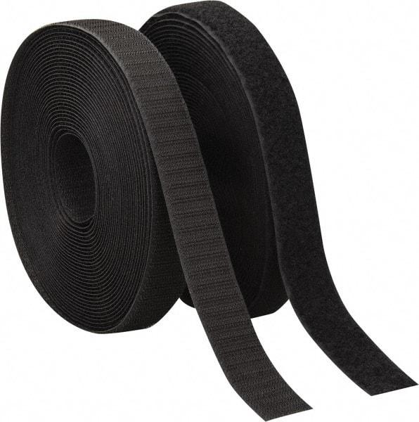VELCRO Brand - 1" Wide x 10 Yd Long Sew On Hook & Loop Roll - Continuous Roll, Black - Eagle Tool & Supply