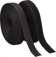 VELCRO Brand - 1" Wide x 10 Yd Long Sew On Hook & Loop Roll - Continuous Roll, Black - Eagle Tool & Supply