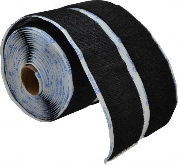 VELCRO Brand - 2" Wide x 5 Yd Long Adhesive Backed Hook & Loop Roll - Continuous Roll, Black - Eagle Tool & Supply