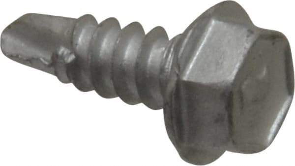 Elco - #8, Hex Washer Head, Hex Drive, 1/2" Length Under Head, #2 Point, Self Drilling Screw - Steel - Eagle Tool & Supply
