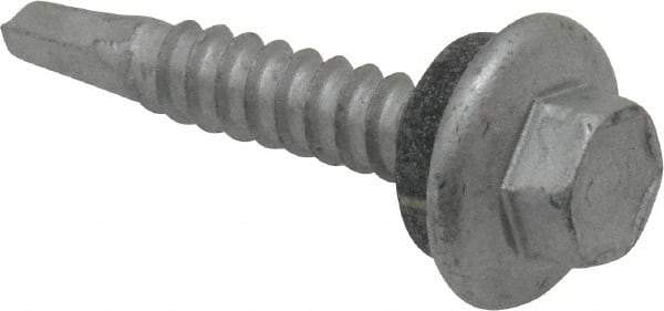 Elco - #12-14, Hex Washer Head, Hex Drive, 1-1/4" Length Under Head, #2 Point, Self Drilling Screw - Steel - Eagle Tool & Supply