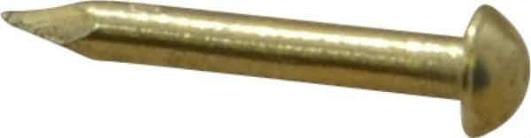 Made in USA - 16 Gauge, 1/2" OAL Escutcheon Pin Nails - Smooth Shank, Brass, Bright Finish - Eagle Tool & Supply