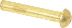 Made in USA - 1/8" Body Diam, Round Brass Solid Rivet - 3/4" Length Under Head - Eagle Tool & Supply