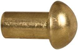 Made in USA - 3/16" Body Diam, Round Brass Solid Rivet - 3/8" Length Under Head - Eagle Tool & Supply