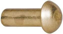 Made in USA - 3/16" Body Diam, Round Brass Solid Rivet - 1/2" Length Under Head - Eagle Tool & Supply