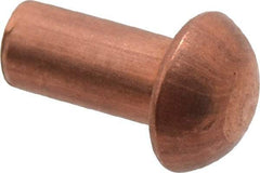 Made in USA - 1/8" Body Diam, Round Copper Solid Rivet - 1/4" Length Under Head - Eagle Tool & Supply