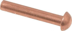 Made in USA - 1/8" Body Diam, Round Copper Solid Rivet - 3/4" Length Under Head - Eagle Tool & Supply