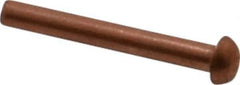 Made in USA - 1/8" Body Diam, Round Copper Solid Rivet - 1" Length Under Head - Eagle Tool & Supply