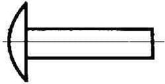 Made in USA - 3/16" Body Diam, Brazier Aluminum Solid Rivet - 5/8" Length Under Head, Grade 2117-T4, 0.467" Head Diam x 3/32" Head Height - Eagle Tool & Supply