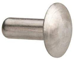 Made in USA - 3/16" Body Diam, Brazier Aluminum Solid Rivet - 1/2" Length Under Head, Grade 1100F, 0.467" Head Diam x 3/32" Head Height - Eagle Tool & Supply