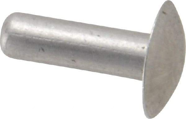 Made in USA - 3/16" Body Diam, Brazier Aluminum Solid Rivet - 5/8" Length Under Head, Grade 1100F, 0.467" Head Diam x 3/32" Head Height - Eagle Tool & Supply