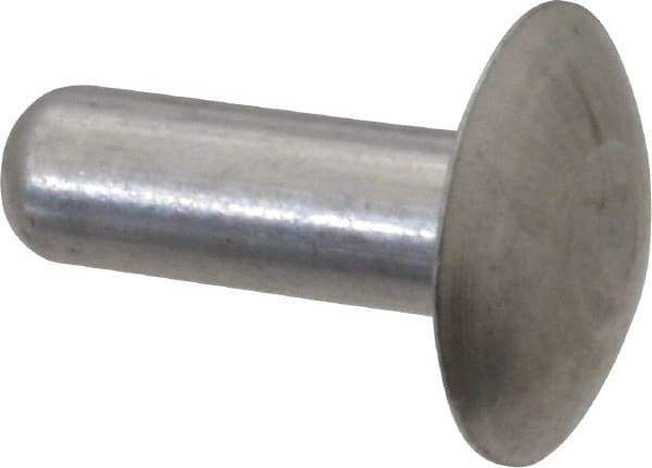 Made in USA - 1/4" Body Diam, Brazier Aluminum Solid Rivet - 3/4" Length Under Head, Grade 1100F, 5/8" Head Diam x 1/8" Head Height - Eagle Tool & Supply