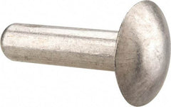 Made in USA - 1/4" Body Diam, Brazier Aluminum Solid Rivet - 1" Length Under Head, Grade 1100F, 5/8" Head Diam x 1/8" Head Height - Eagle Tool & Supply