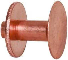 Made in USA - #8 Wire Body Diam, Flat Copper Belt Rivet with Washer - 1/2" Length Under Head, 1/2" Head Diam - Eagle Tool & Supply