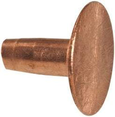 Made in USA - #10 Wire Body Diam, Flat Copper Belt Rivet with Washer - 3/8" Length Under Head, 7/16" Head Diam - Eagle Tool & Supply