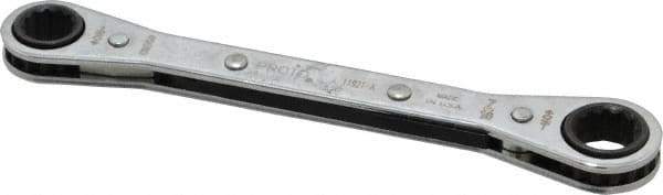 Proto - 3/8" x 7/16" 12 Point Ratcheting Box Wrench - Double End, 1-5/8" Head Diam x 1/2" Head Thickness, 5-1/2" OAL, Steel, Chrome Finish - Eagle Tool & Supply