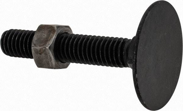 Value Collection - 3/8-16, 2-1/4" OAL, 1-5/16" Head Diam, Steel Elevator Bolt - Uncoated, Flat Head, UNC Thread, Grade 2 - Eagle Tool & Supply