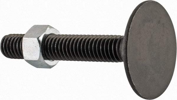 Value Collection - 3/8-16, 2-1/2" OAL, 1-5/16" Head Diam, Steel Elevator Bolt - Uncoated, Flat Head, UNC Thread, Grade 2 - Eagle Tool & Supply