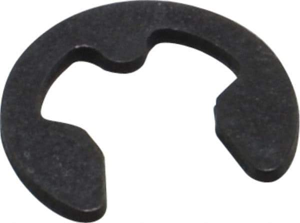 Rotor Clip - 4mm Groove Diam, 5 to 7mm Shaft Diam, Phosphate & Oil Steel, E Style External Retaining Rings - 0.74mm Groove Width, 0.7mm Ring Thickness, Grade 1060-1090 - Eagle Tool & Supply