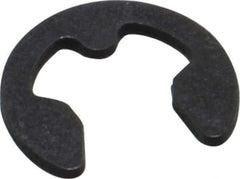 Rotor Clip - 4mm Groove Diam, 5 to 7mm Shaft Diam, Phosphate & Oil Steel, E Style External Retaining Rings - 0.74mm Groove Width, 0.7mm Ring Thickness, Grade 1060-1090 - Eagle Tool & Supply