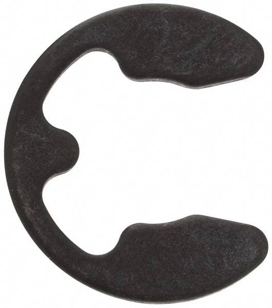 Rotor Clip - 10mm Groove Diam, 11 to 15mm Shaft Diam, Phosphate & Oil Steel, E Style External Retaining Rings - 1.25mm Groove Width, 1.2mm Ring Thickness, Grade 1060-1090 - Eagle Tool & Supply