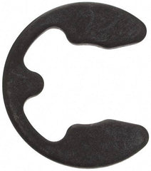 Rotor Clip - 10mm Groove Diam, 11 to 15mm Shaft Diam, Phosphate & Oil Steel, E Style External Retaining Rings - 1.25mm Groove Width, 1.2mm Ring Thickness, Grade 1060-1090 - Eagle Tool & Supply