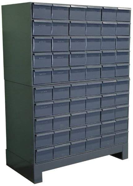 Durham - 60 Bin Drawer Cabinet System - 17-1/4 Inch Overall Depth x 48 Inch Overall Height, Gray Steel Bins - Eagle Tool & Supply