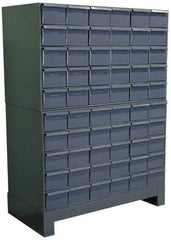 Durham - 60 Bin Drawer Cabinet System - 17-1/4 Inch Overall Depth x 48 Inch Overall Height, Gray Steel Bins - Eagle Tool & Supply
