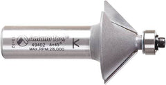 Amana Tool - 1-1/4" Cut Diam, 1/2" Length of Cut, 2 Flute Chamfer Edge Profile Router Bit - Carbide-Tipped, 1/2" Shank Diam, 2-3/8" OAL, Uncoated - Eagle Tool & Supply